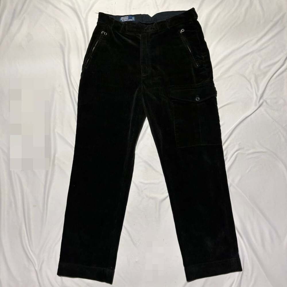 Vtg 90s Polo Ralph Lauren Black Corduroy Cargo Pants Tactical Utility 32x32